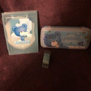 Ibis RooRoo Bear Pencil Case Planner CD Case Pencil & Stapler 4 Pc